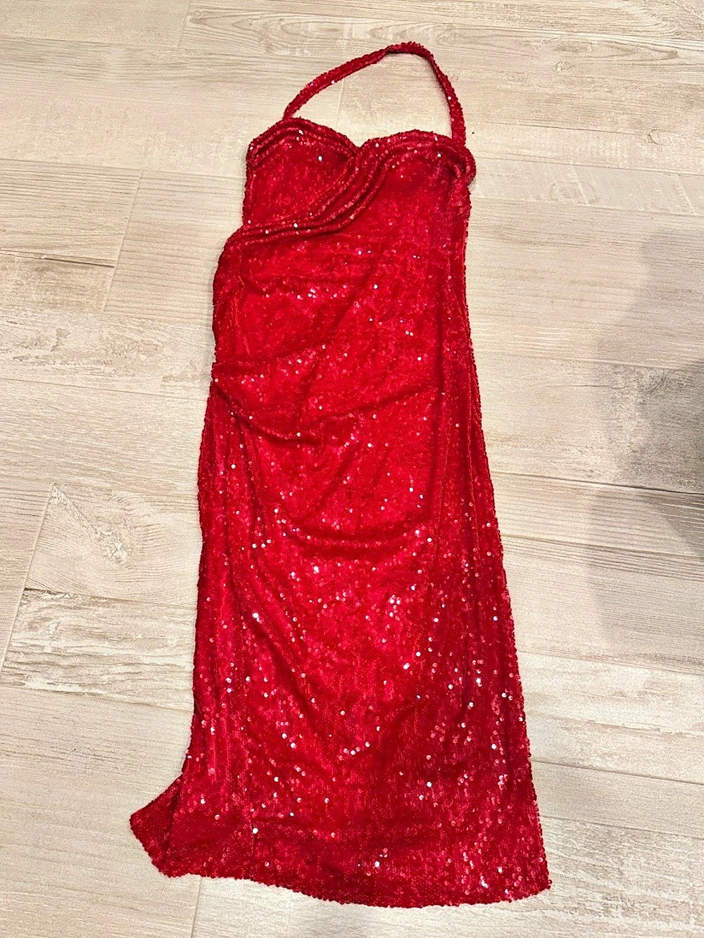 Red Sequin Maxi Dress Like New